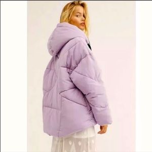 Free people puffer coat in light purple
